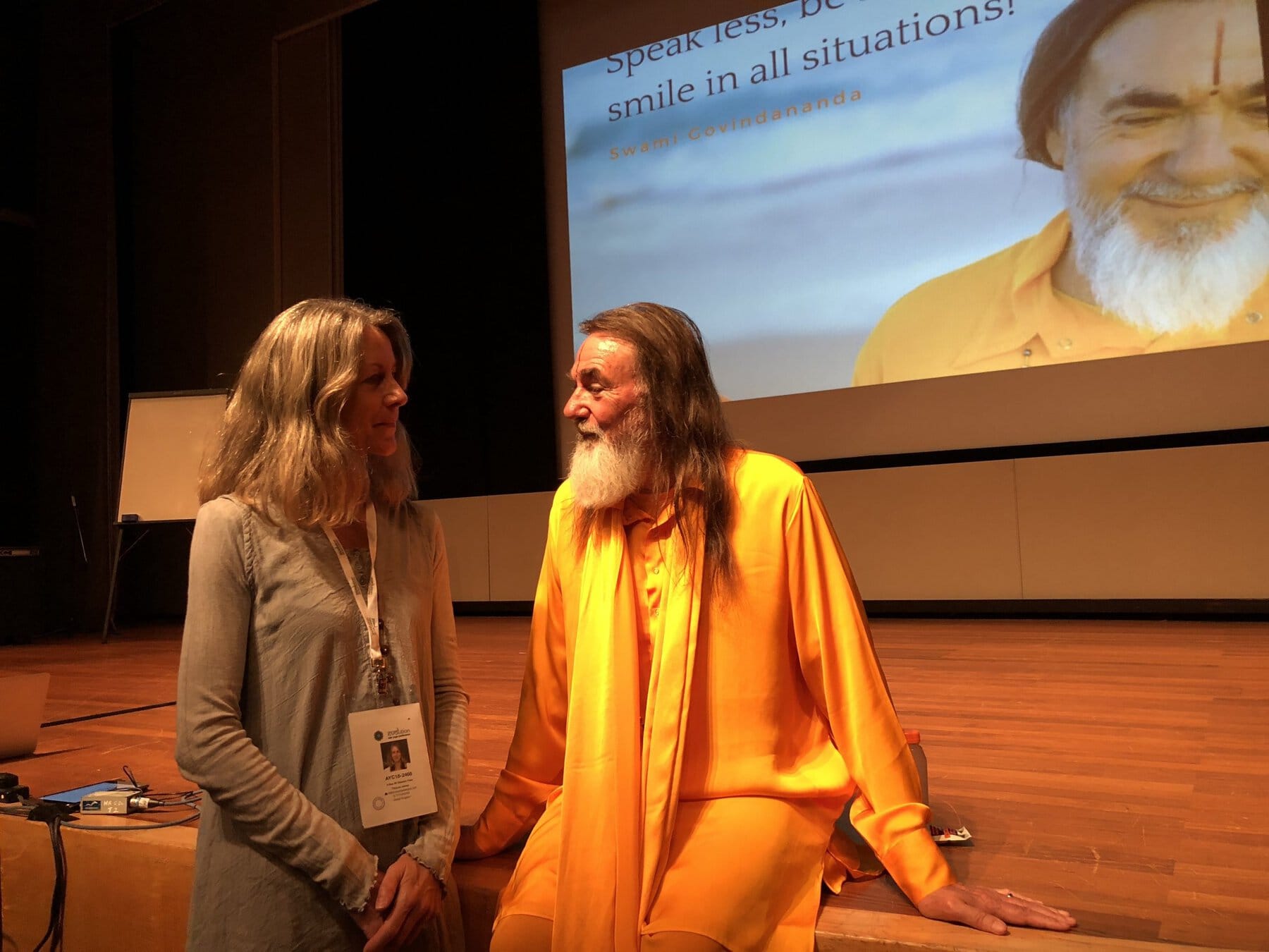 TillyLou with Swami Govindananda at Evolution  Asia Yoga Conference June 2018